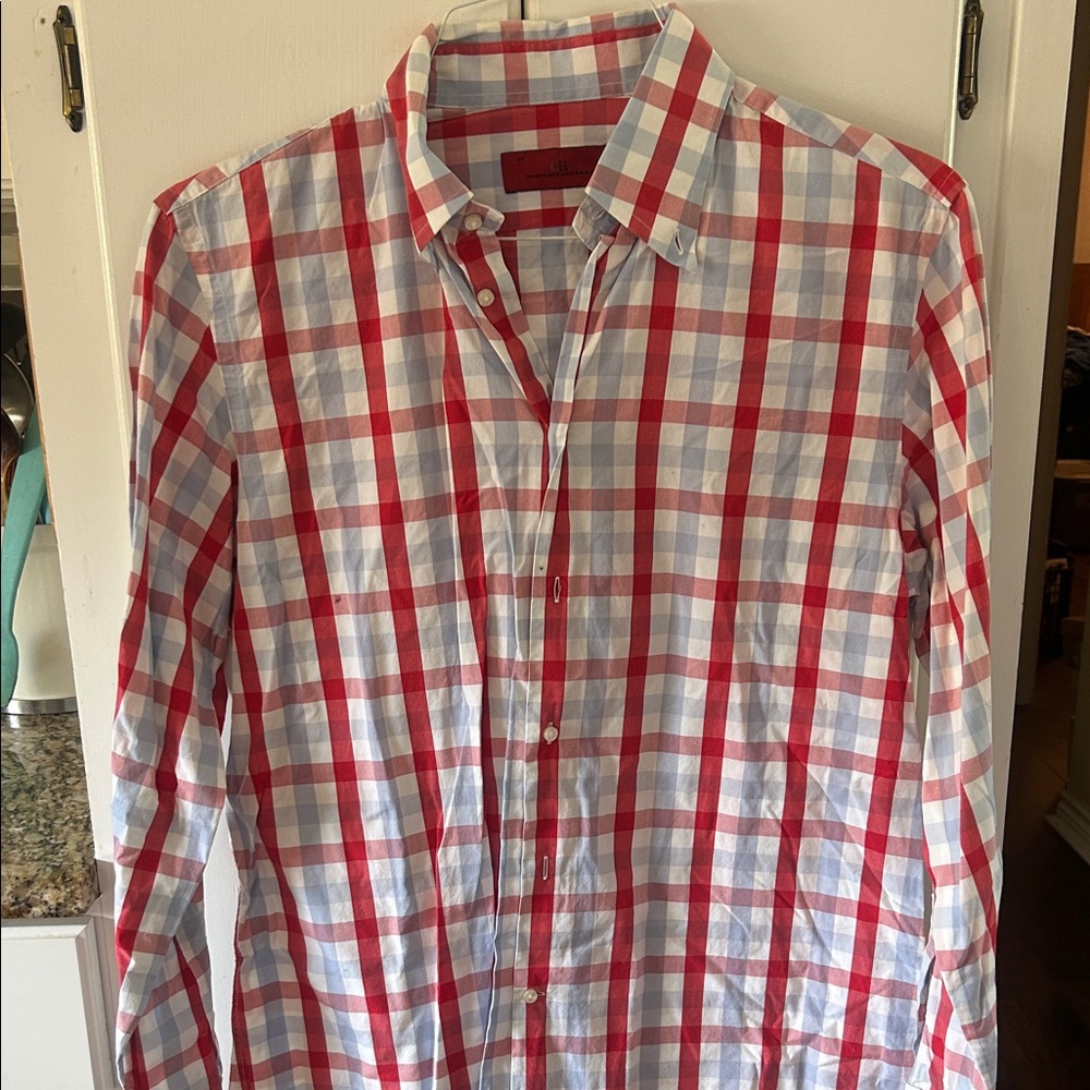Carolina Herrera Red and White Plaid Button-Down Shirt